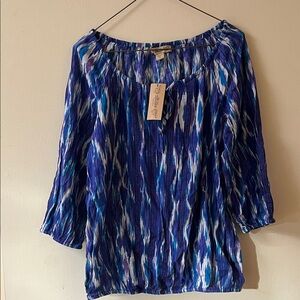 NWT Nine West Blue Patterned Women's Top